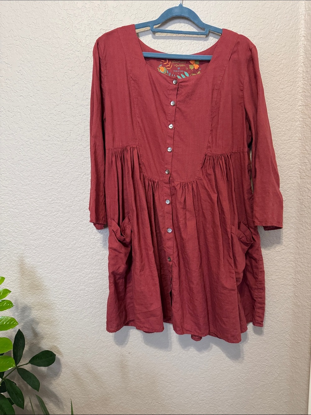 Gudrun Sjoden Button-Front Tunic in Dusty Rose